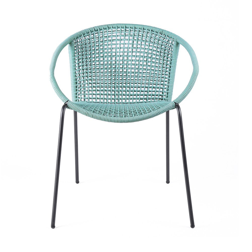 Set of Two 25 Green Metal Outdoor Dining Chair
