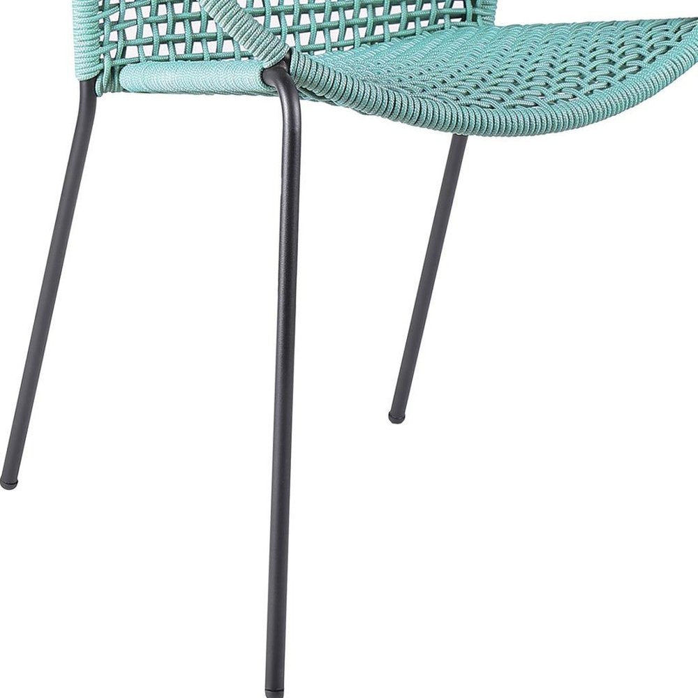 Set of Two 25 Green Metal Outdoor Dining Chair