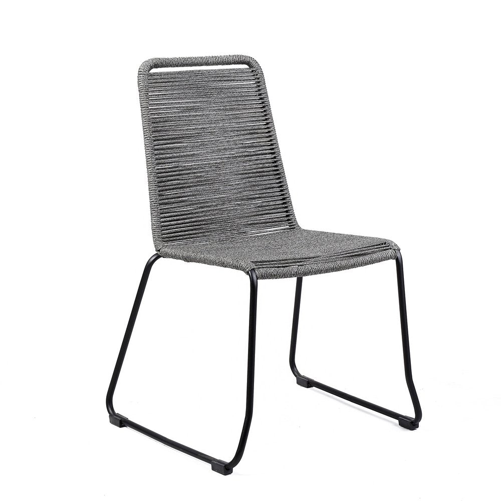 Set of Two 23 Gray Metal Outdoor Dining Chair