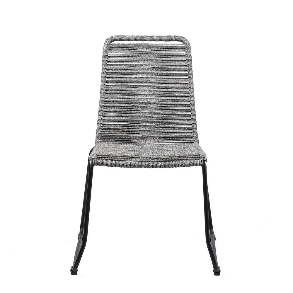 Set of Two 23 Gray Metal Outdoor Dining Chair
