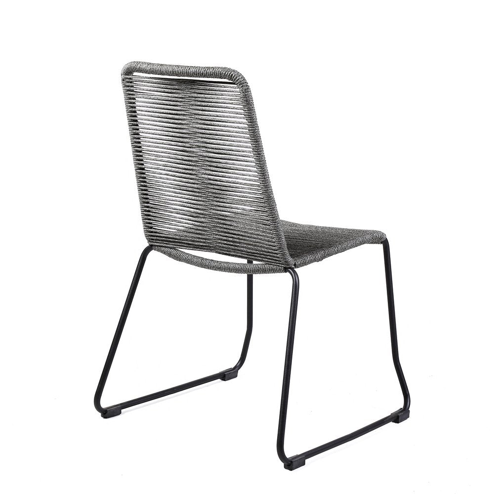 Set of Two 23 Gray Metal Outdoor Dining Chair