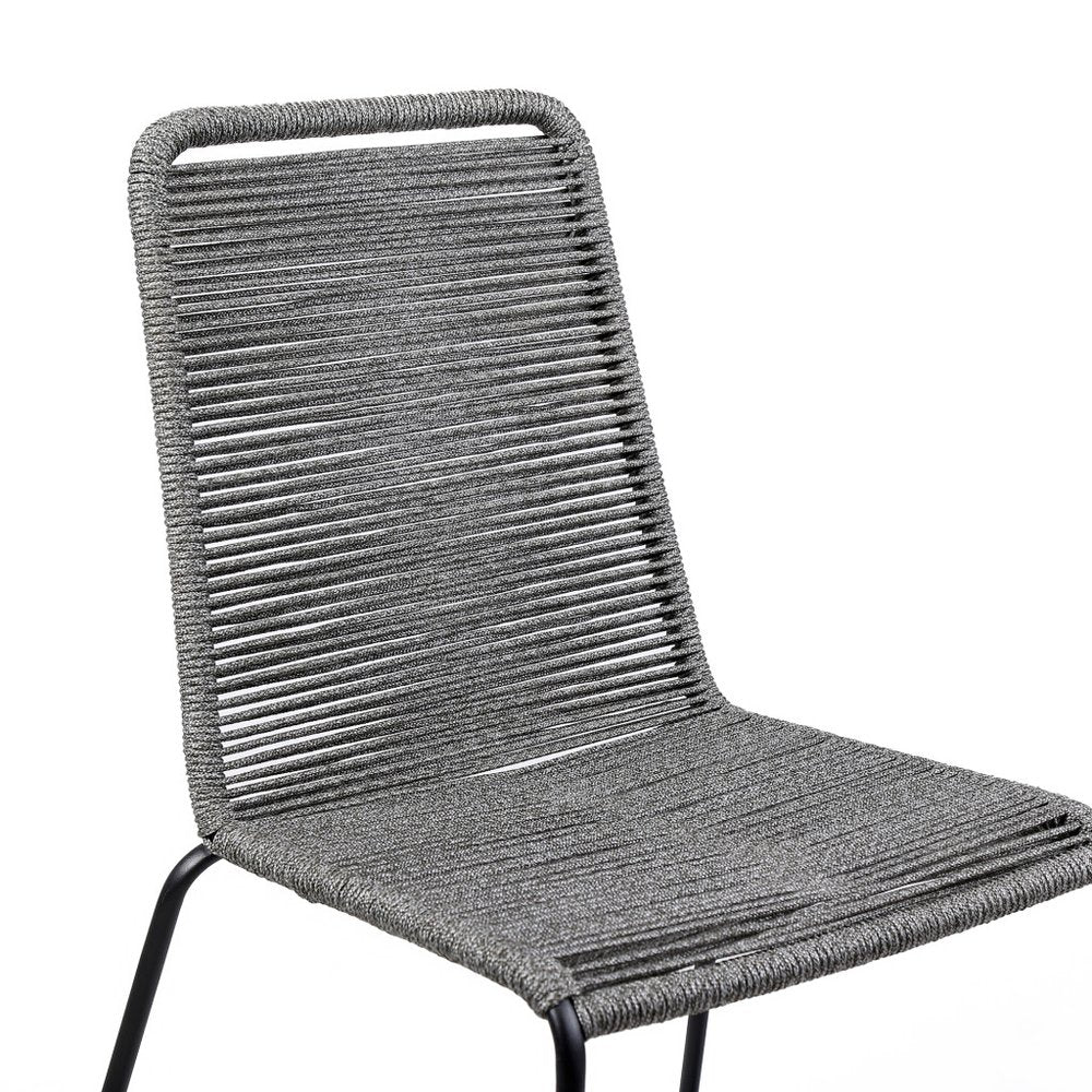 Set of Two 23 Gray Metal Outdoor Dining Chair