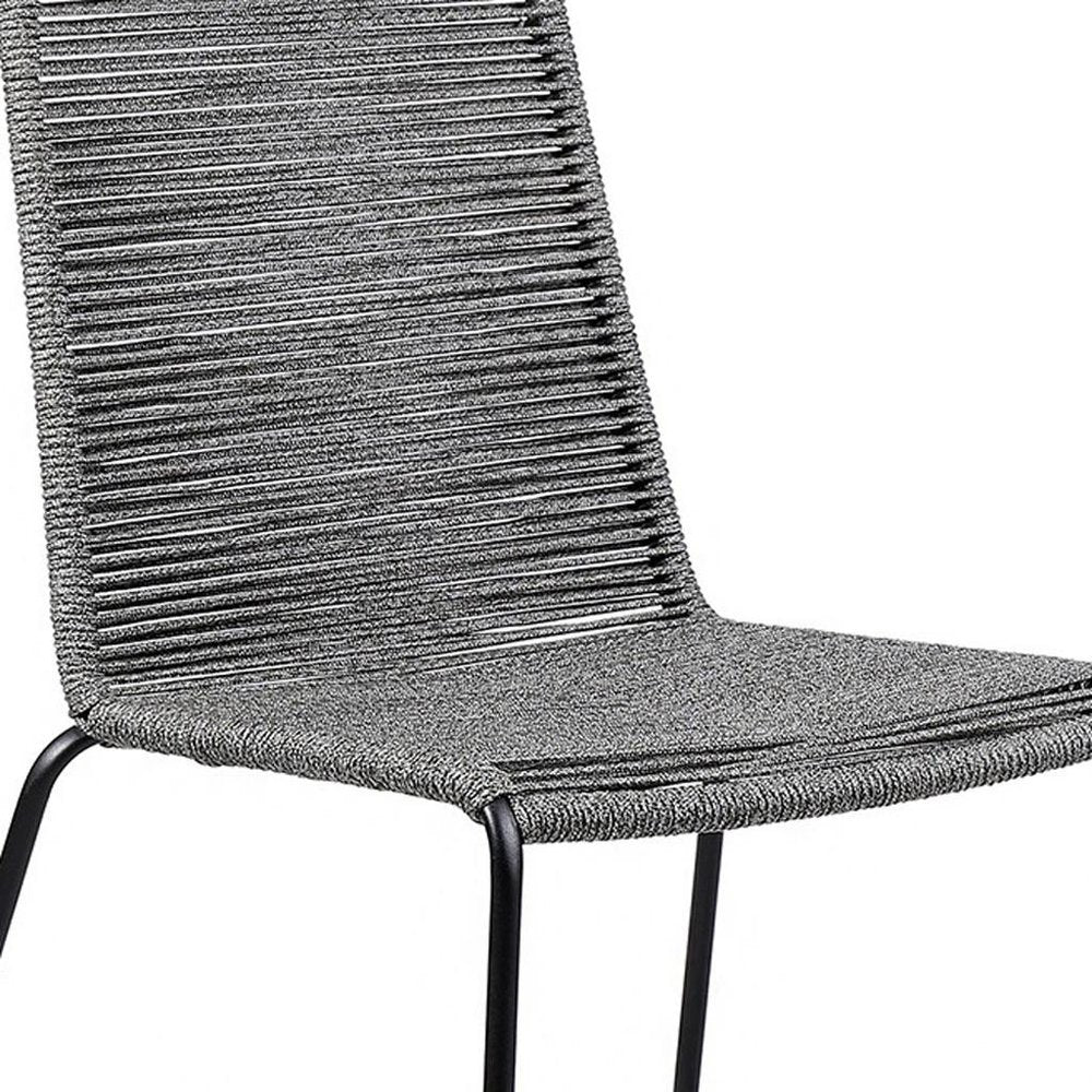 Set of Two 23 Gray Metal Outdoor Dining Chair