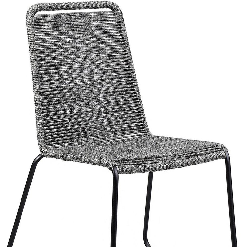 Set of Two 23 Gray Metal Outdoor Dining Chair