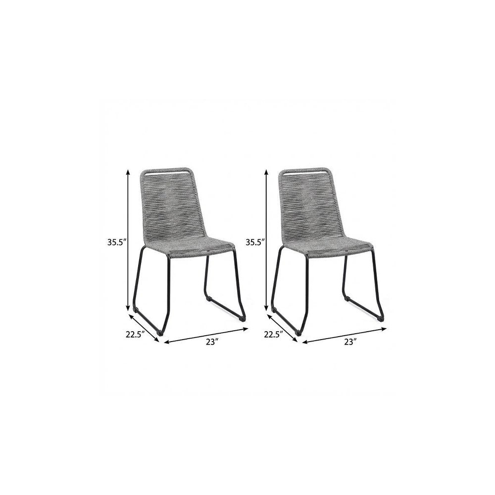 Set of Two 23 Gray Metal Outdoor Dining Chair