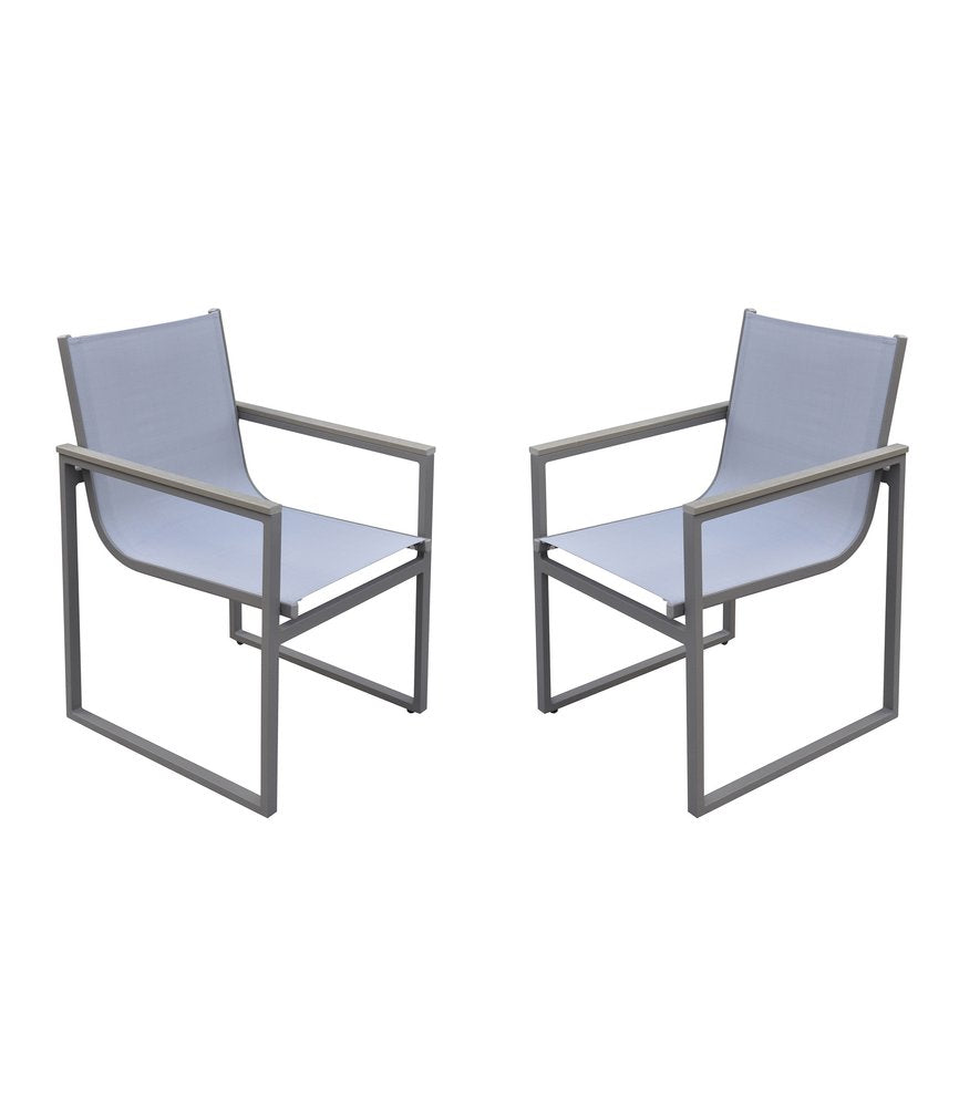 Set of Two 22 Light Gray Metal Outdoor Dining Chair