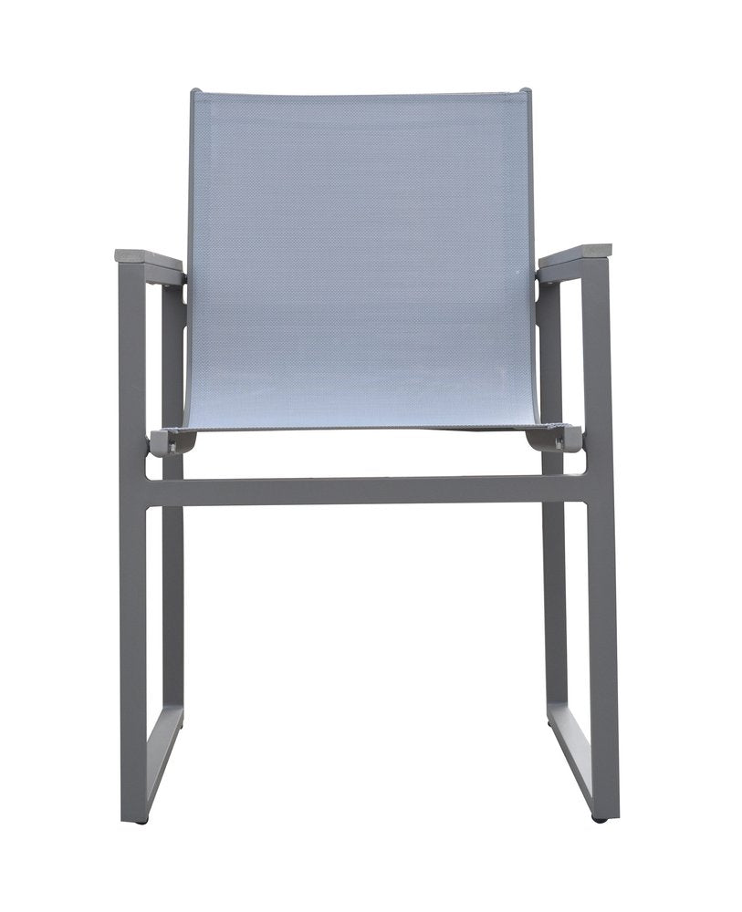 Set of Two 22 Light Gray Metal Outdoor Dining Chair