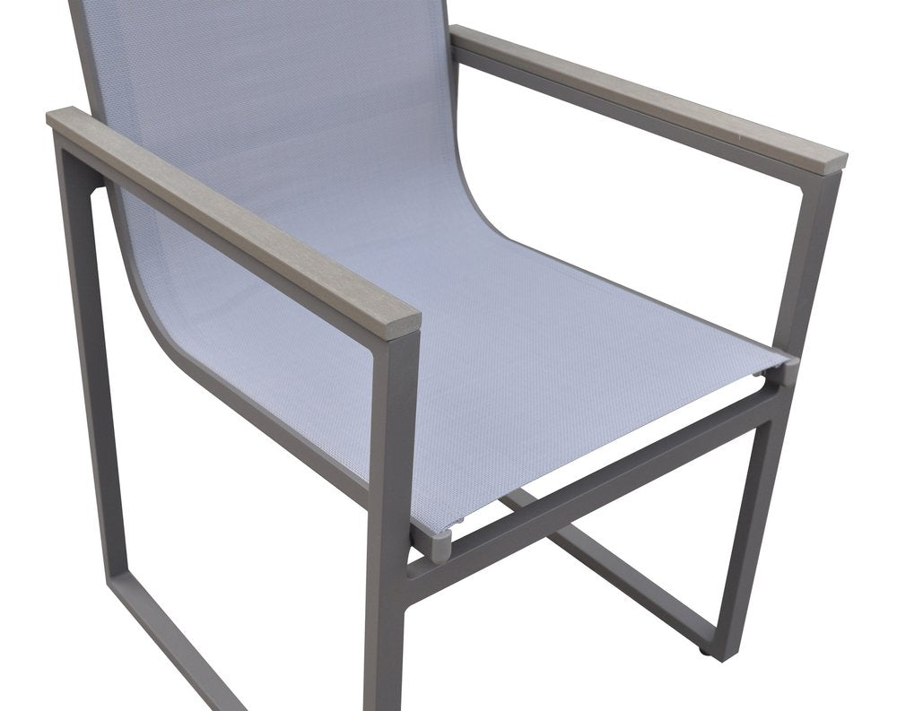 Set of Two 22 Light Gray Metal Outdoor Dining Chair