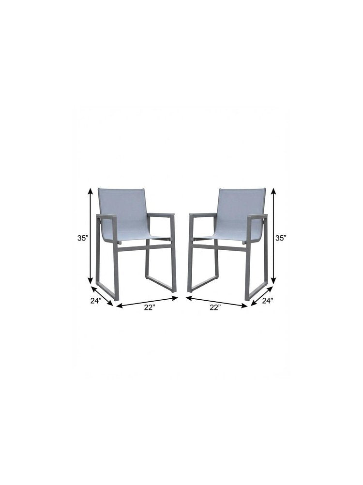 Set of Two 22 Light Gray Metal Outdoor Dining Chair