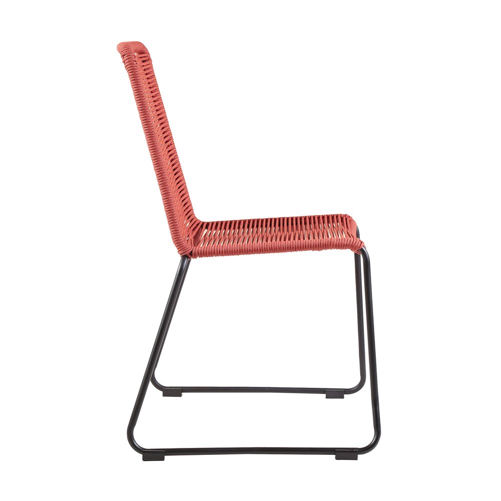 Set of Two 23 Red Metal Outdoor Dining Chair