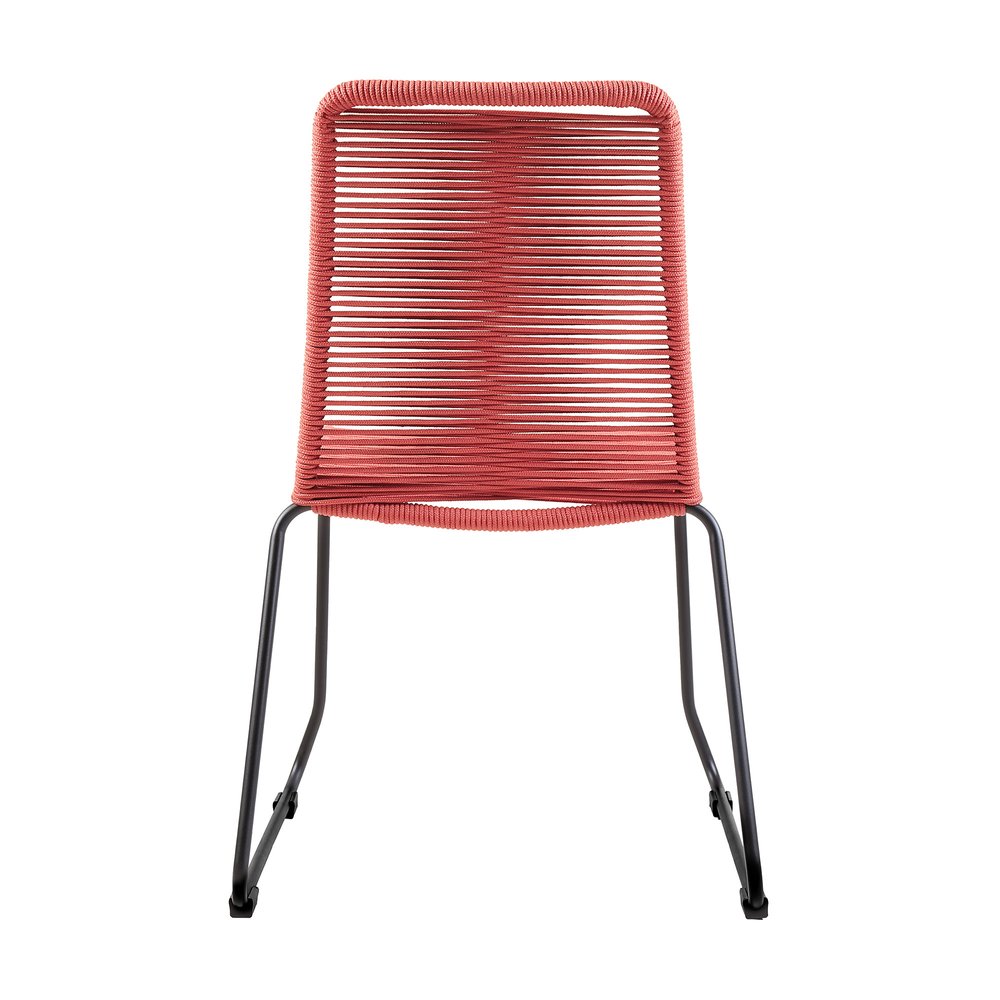 Set of Two 23 Red Metal Outdoor Dining Chair