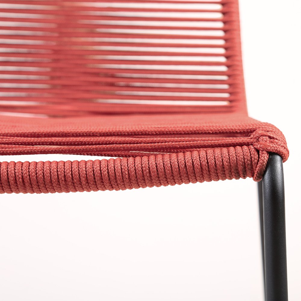 Set of Two 23 Red Metal Outdoor Dining Chair