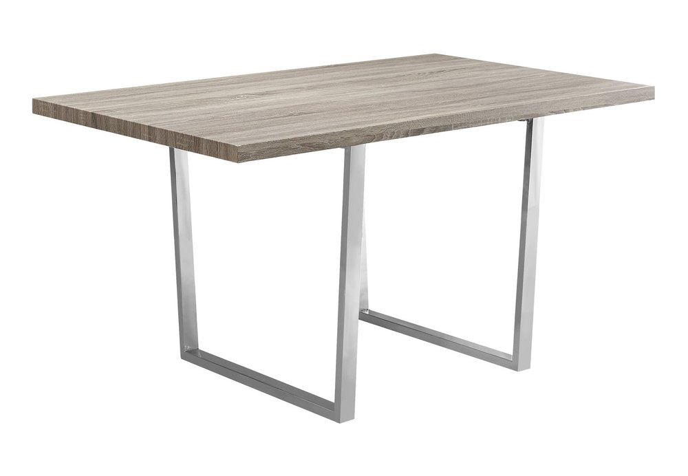 Taupe and Silver Solid Wood and Metal Sled Base Dining Table - 59-inch