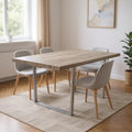 Taupe and Silver Solid Wood and Metal Sled Base Dining Table - 59-inch