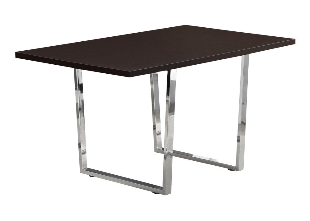 Espresso and Silver Solid Wood and Metal Sled Base Dining Table - 59-inch