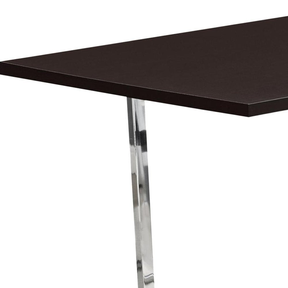 Espresso and Silver Solid Wood and Metal Sled Base Dining Table - 59-inch