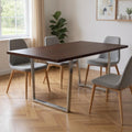 Espresso and Silver Solid Wood and Metal Sled Base Dining Table - 59-inch