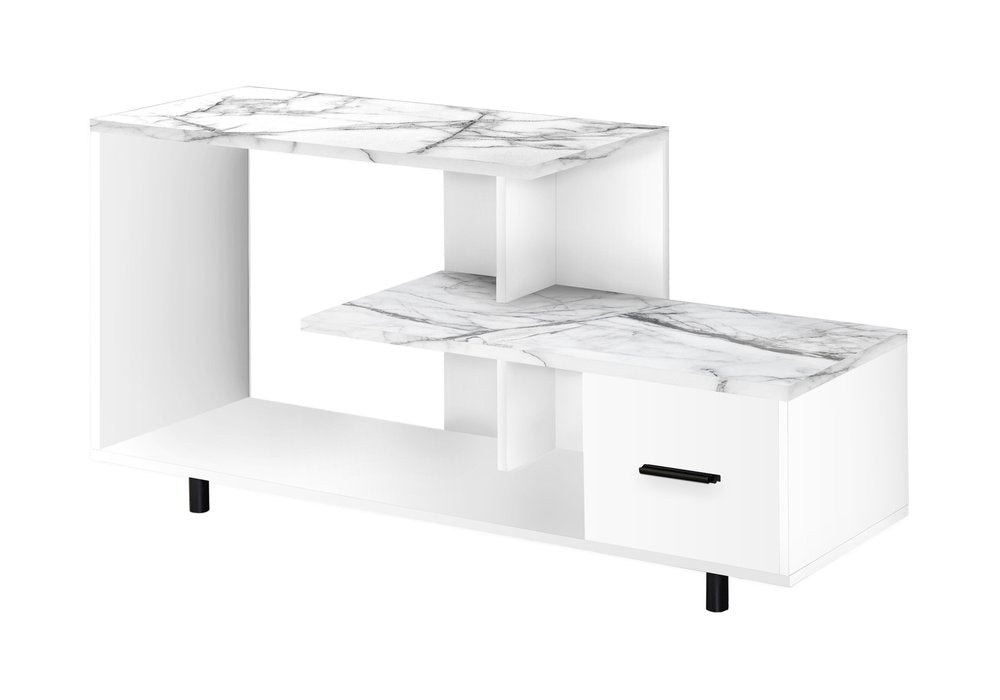 White Cabinet Enclosed Storage TV Stand - 47-inch