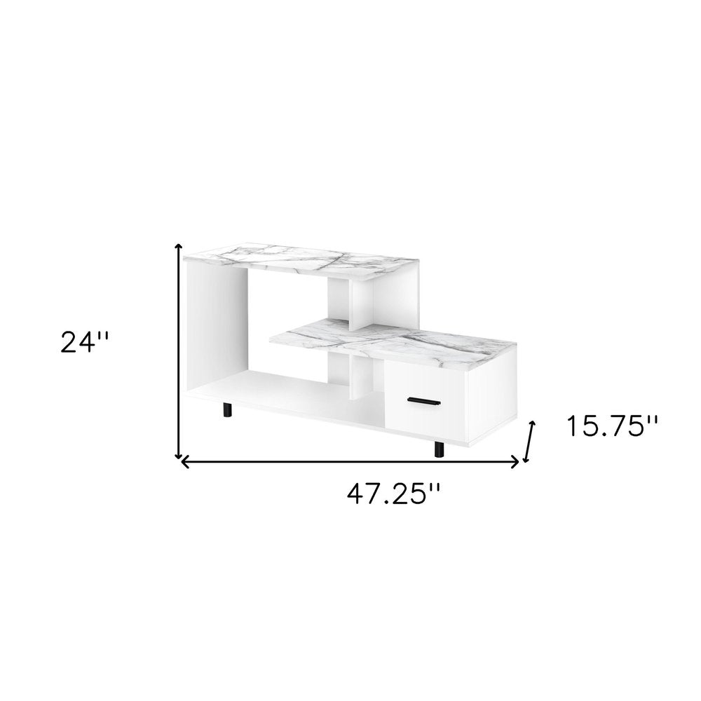 White Cabinet Enclosed Storage TV Stand - 47-inch