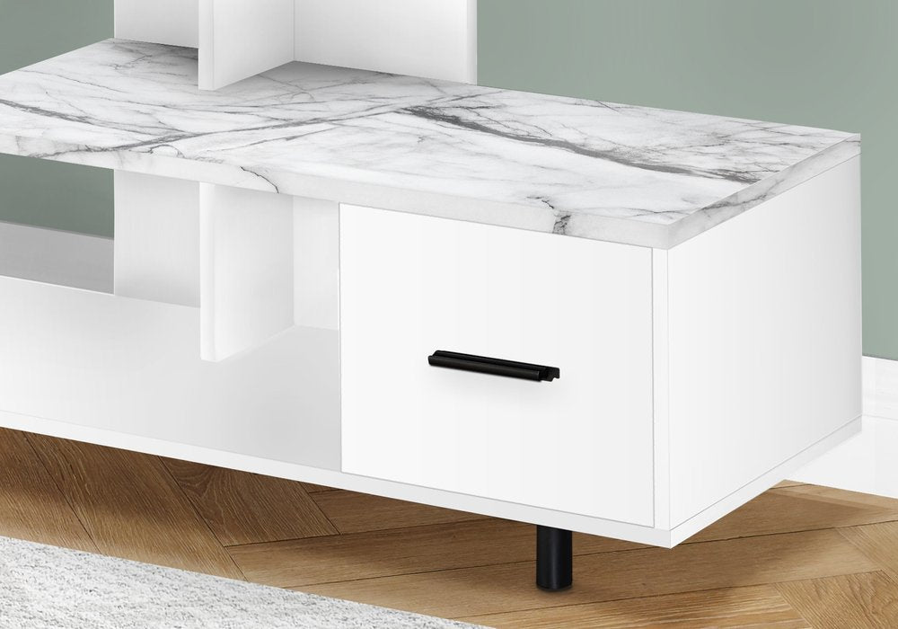 White Cabinet Enclosed Storage TV Stand - 47-inch