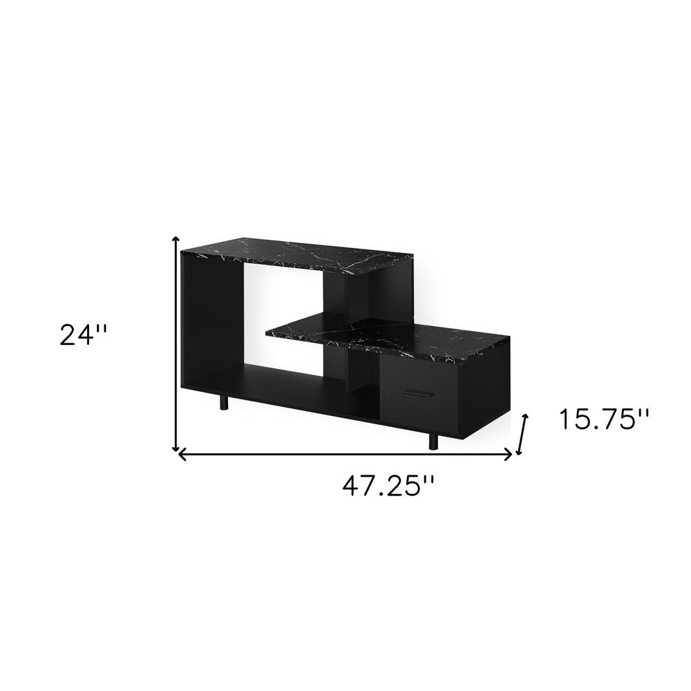 Black Cabinet Enclosed Storage TV Stand - 47-inch