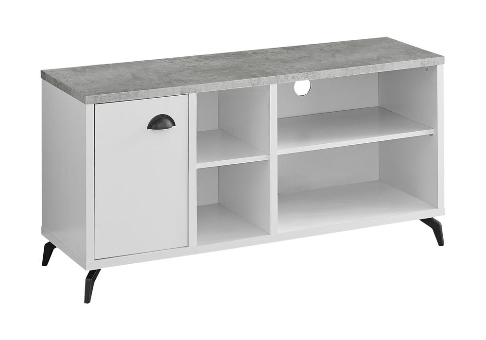 Gray and White Wood Enclosed and Open Storage TV Stand - 47-inch