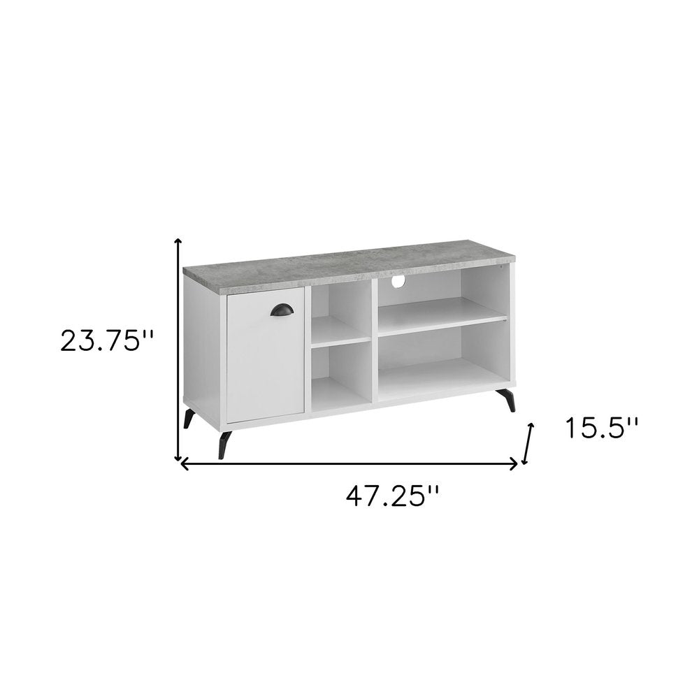 Gray and White Wood Enclosed and Open Storage TV Stand - 47-inch