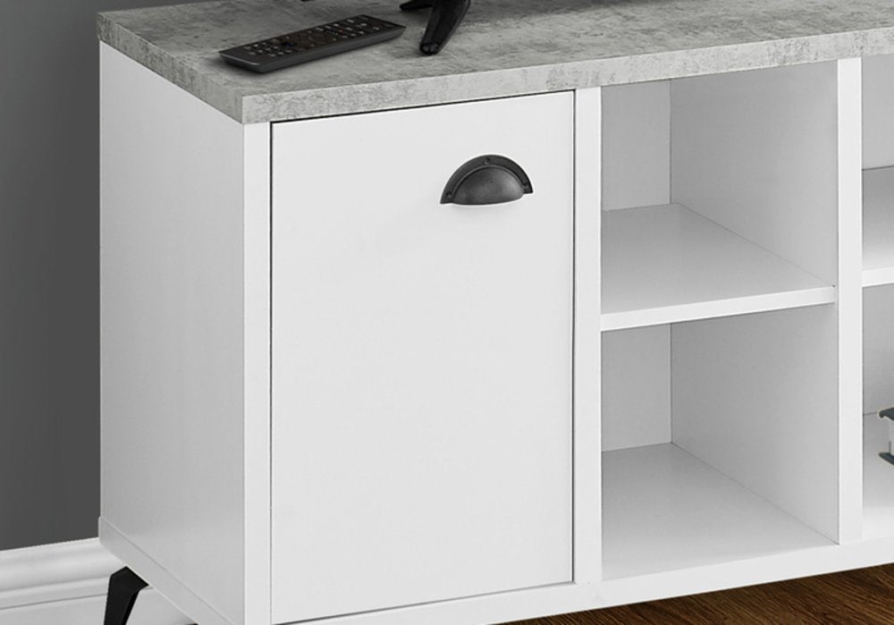 Gray and White Wood Enclosed and Open Storage TV Stand - 47-inch