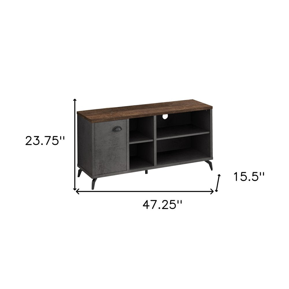 Brown and Gray Distressed Reclaimed Wood Enclosed and Open Storage TV Stand