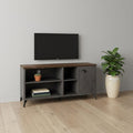 Brown and Gray Distressed Reclaimed Wood Enclosed and Open Storage TV Stand