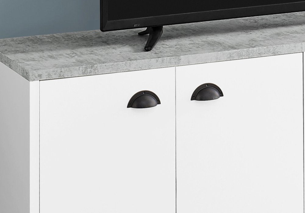 White Cabinet Enclosed Storage TV Stand - 60-inch