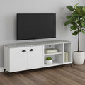White Cabinet Enclosed Storage TV Stand - 60-inch