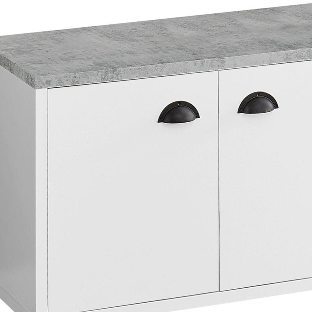 White Cabinet Enclosed Storage TV Stand - 60-inch