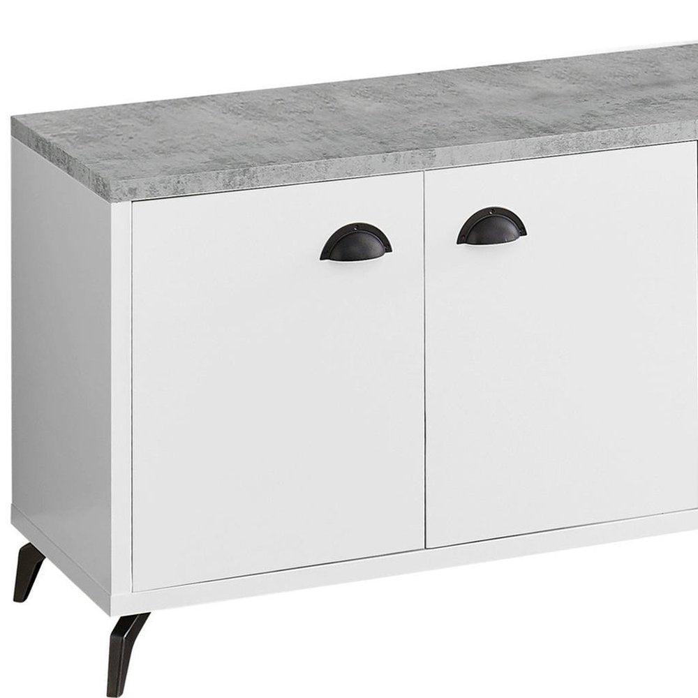 White Cabinet Enclosed Storage TV Stand - 60-inch