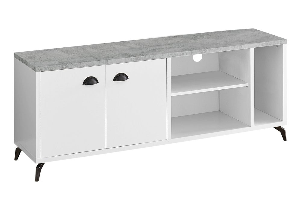 White Cabinet Enclosed Storage TV Stand - 60-inch