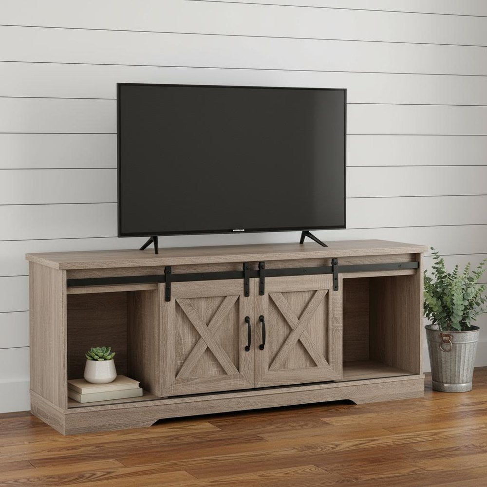 Deep Taupe Cabinet Enclosed Storage TV Stand - 59-inch