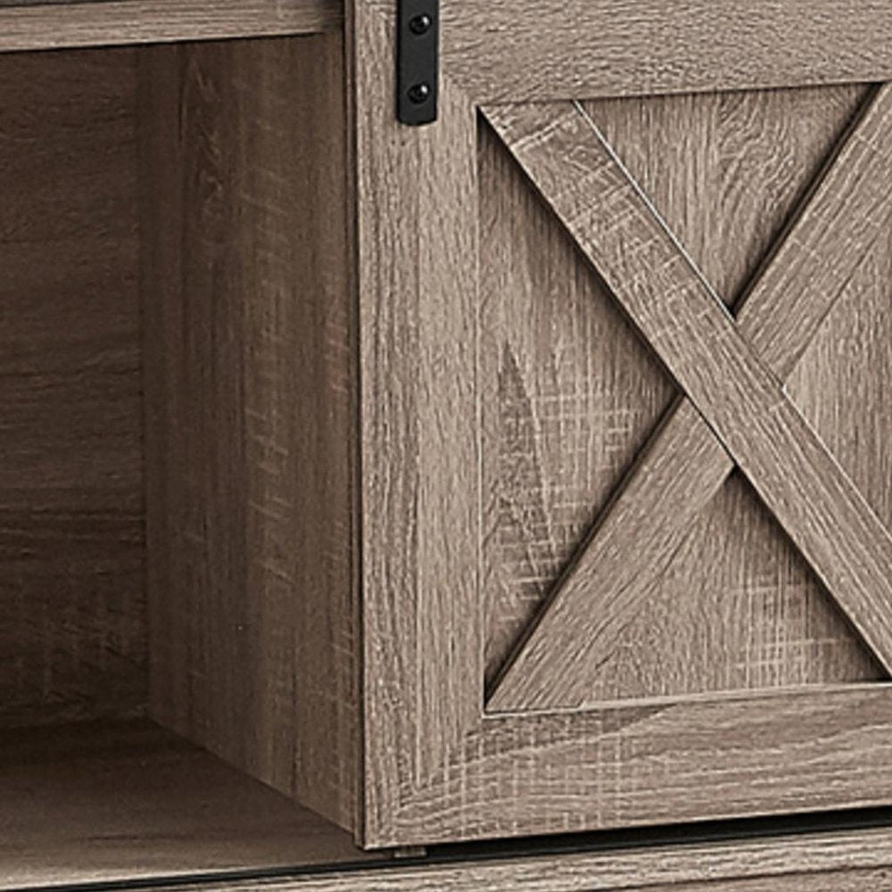 Deep Taupe Cabinet Enclosed Storage TV Stand - 59-inch