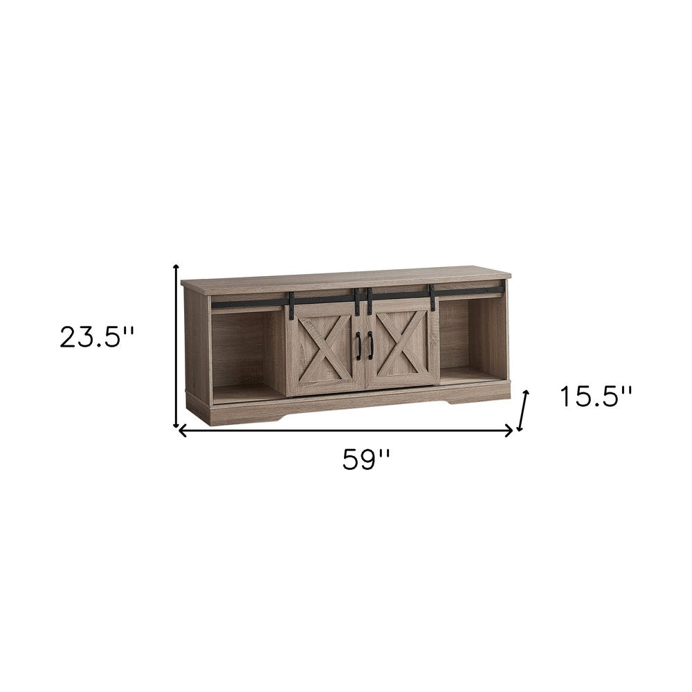 Deep Taupe Cabinet Enclosed Storage TV Stand - 59-inch