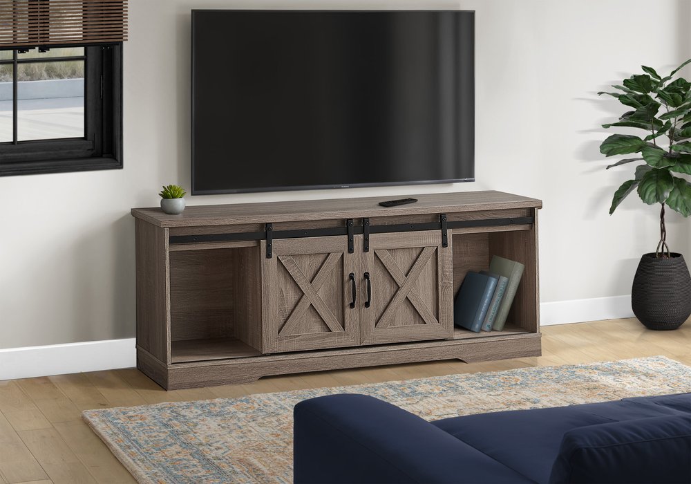 Deep Taupe Cabinet Enclosed Storage TV Stand - 59-inch