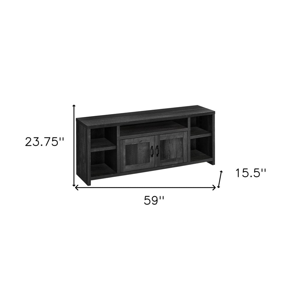 Black Cabinet Enclosed Storage TV Stand - 59-inch