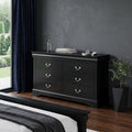 Black Solid and Manufactured Wood Six Drawer Double Dresser - 60-inch