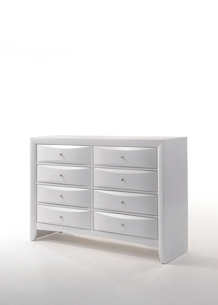 White Solid and Manufactured Wood Eight Drawer Double Dresser - 59-inch