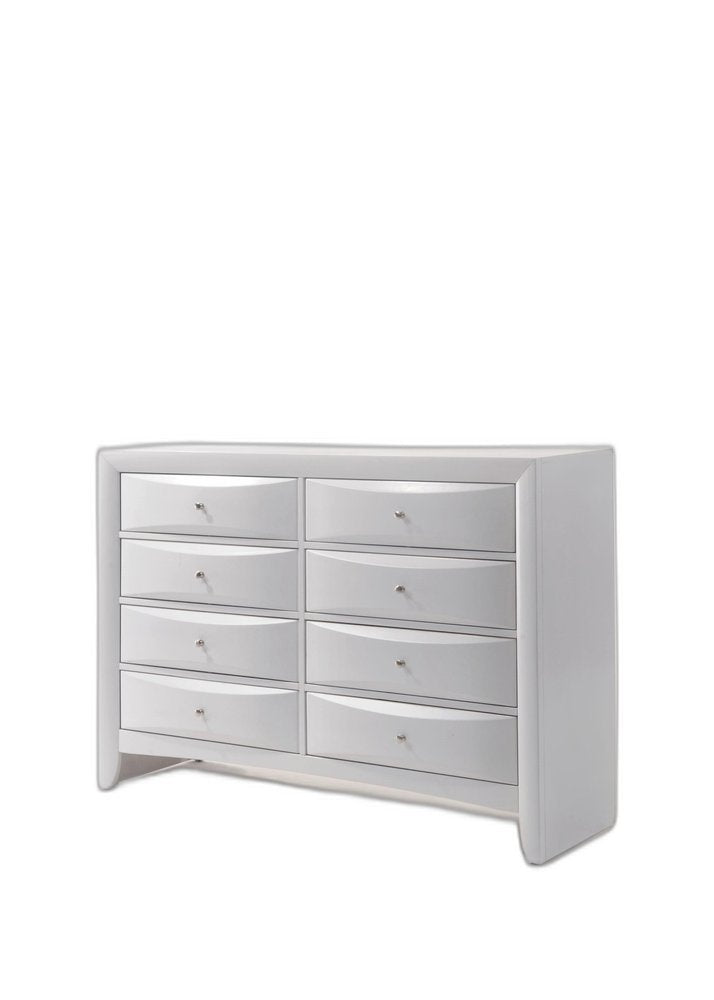 White Solid and Manufactured Wood Eight Drawer Double Dresser - 59-inch