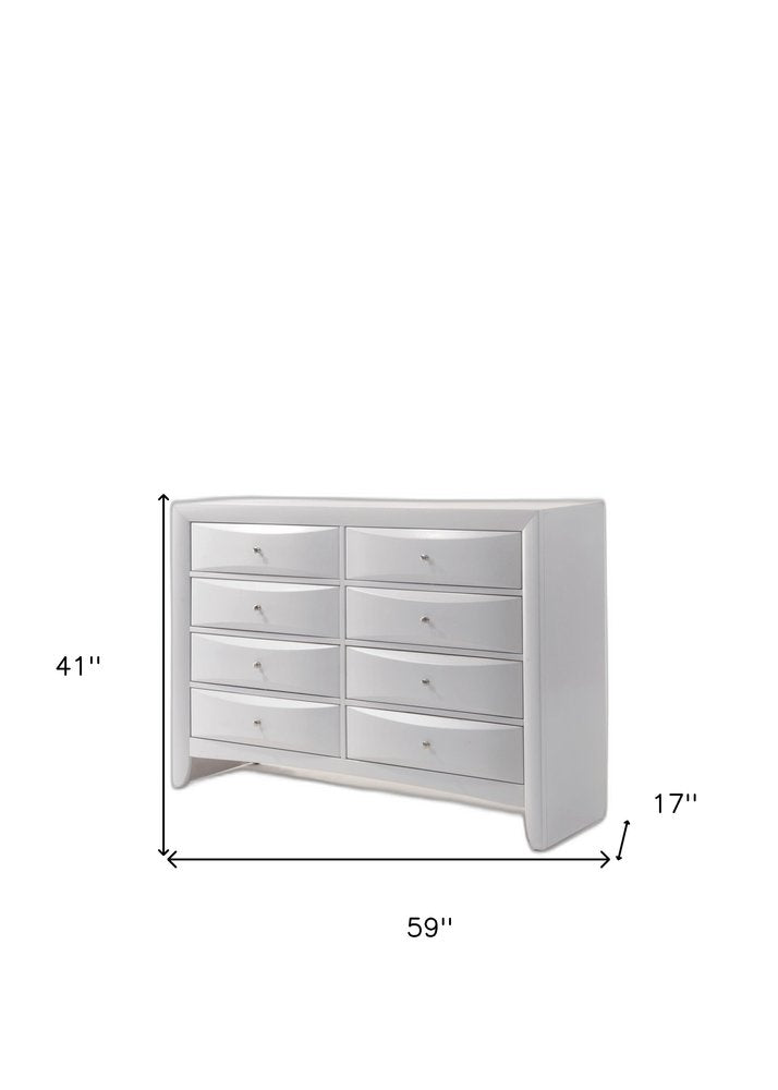 White Solid and Manufactured Wood Eight Drawer Double Dresser - 59-inch