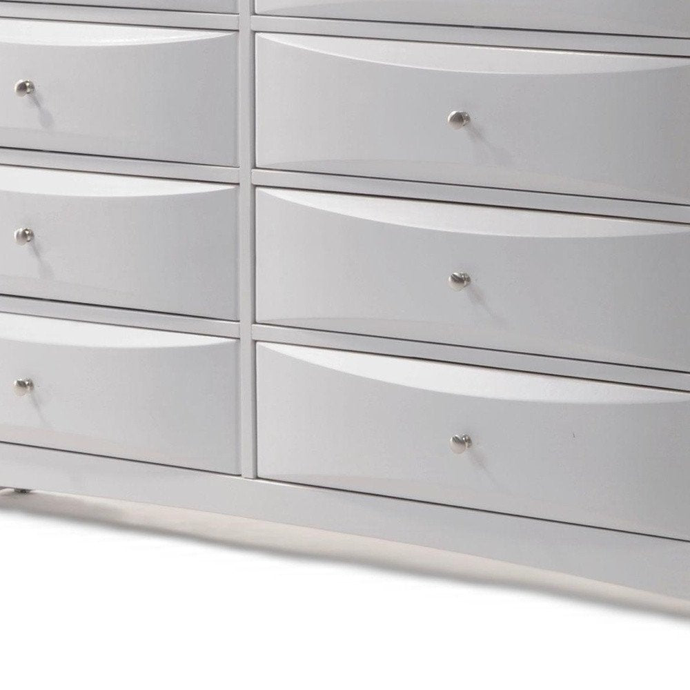 White Solid and Manufactured Wood Eight Drawer Double Dresser - 59-inch