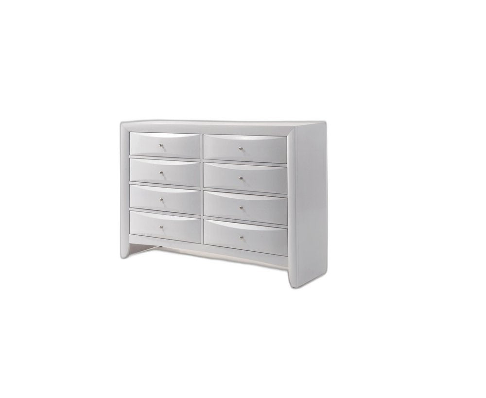 White Solid and Manufactured Wood Eight Drawer Double Dresser - 59-inch