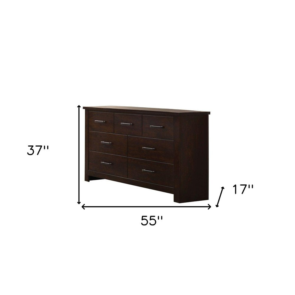 Mahogany Seven Drawer Double Dresser - 55-inch
