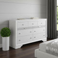 White Manufactured Wood Nine Drawer Triple Dresser - 63-inch