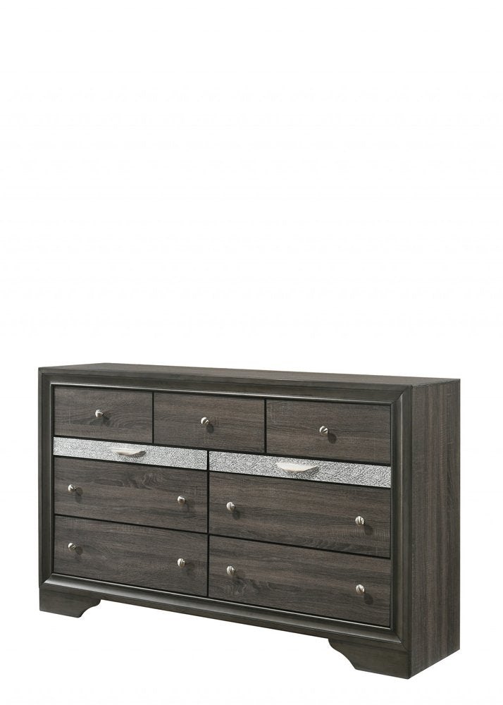 Gray Solid and Manufactured Wood Nine Drawer Triple Dresser - 63-inch