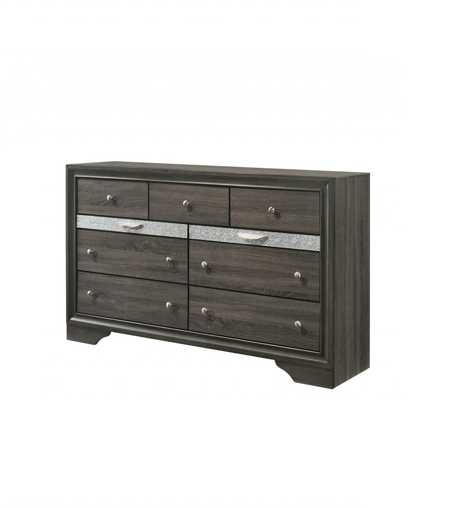 Gray Solid and Manufactured Wood Nine Drawer Triple Dresser - 63-inch